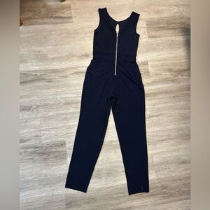 Elegant Alexa.B Navy Blue Jumpsuit with Zipper Back and Tapered Legs